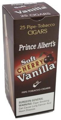 John Middleton Prince Albert Cigars Soft Cherry Vanilla Box, a package of 25 pipe-tobacco cigars with cherry vanilla flavor.