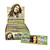 BOB Marley Papers Bob Marley Cigarette Papers Organic Hemp 1 1/4 25Ct, display box containing multiple packs of rolling papers with Bob Marley's image and logo, and a single pack of organic hemp rolling papers with Bob Marley's face and a green background.