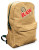 RAW Smokers Smellproof Backpack, tan fabric backpack with front pocket and RAW logo for discreet storage and odor containment.