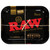 RAW Raw High Sided Steel Rolling Tray, black metal tray with red RAW logo and gold accents, used for rolling and organizing papers and smoking accessories.