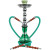 Starbuzz Tobacco Dual Hose Hookah Pipe 17 inch with case, modern silver and green hookah with dual hoses and a carrying case.