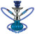 Starbuzz Tobacco 10' Pumpkin 2-Hose Premium Hookah, blue and silver decorative hookah with multiple hoses and a bulbous base.
