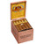 Baccarat Cigars Rothschild Natural 25ct Box, open wooden cigar box containing five cigars with gold and red labels inside a yellow and red interior decorated with the Baccarat logo.