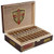 AJ Fernandez Ave Maria Crusader Cigars 20Ct. Box, wooden cigar box with cigars neatly arranged inside and Ave Maria logo on the lid
