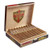 AJ Fernandez Ave Maria Knights Templar Cigars 20Ct. Box, open wooden cigar box displaying 20 cigars with decorative bands inside.