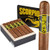 Camacho Scorpion Sun Grown Robusto Cigars 10Ct. Box, featuring a black box with yellow lettering and an illustration of a scorpion, alongside a single cigar with a black and yellow band.