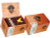 My Father Cigars Benchmade Toro Cigars 25 Ct. Box, open wooden box containing 25 cigars with a yellow ribbon and a decorative band, and closed box with branding and cash-themed band.