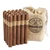 Carlos Torano Hogshead Presidente Cigars Pack of 20, cigars with brown wrappers and a burlap carrying pouch featuring the brand's logo.