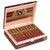 Victor Sinclair Triple Corojo Cigars, a wooden box containing 20 robust cigars with red caps and branded bands, opened to display the cigars inside.