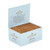Ashton Cigars Half Corona Connecticut Cigars 50Ct. Box, an open box of light brown cigars with a blue and gold branded exterior.