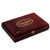 Victor Sinclair Cabinet 99 Cigars, wooden cigar humidor box with a polished dark red finish and gold logo on the lid.