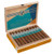 AVO Syncro Ritmo Toro Cigar 20 Ct. Box, open wooden cigar box displaying twenty cigars with branded blue and white bands, inside a rustic wooden case with a colorful interior lid