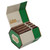Cuban Honeys Drunken Truffle Cigars 24Ct. Pack, an open box of cigars with a green and beige design, showing five cigars inside with white bands.