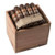 Diesel Shorty Cigars 24Ct. Box, image showing a wooden box containing six cigars with a fabric band, arranged in a row for display.