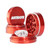 Antidote 4 Piece Grinder 2.5, red aluminum herbal grinder with four parts and magnetic lid for grinding herbs.