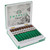 Rocky Patel Cigars Emerald, a box of premium cigars with green and brown wrappers neatly arranged inside a white presentation box.