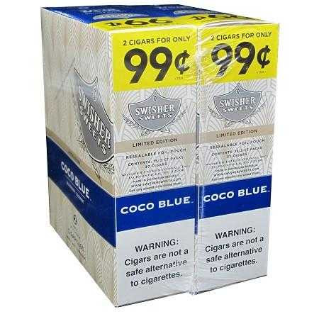 Swisher Sweets Cigarillos Foil Coco Blue 30 Pouches of 2