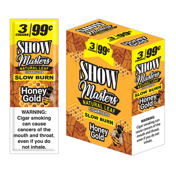 Show Masters Natural Leaf Cigars Honey Gold 15 Packs of 3