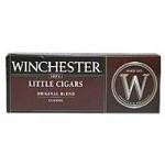 Scandinavian Tobacco Winchester Little Cigars Classic 100 Soft, image of the product packaging with a dark brown box and the Winchester logo.