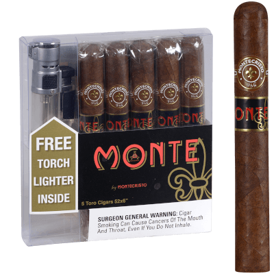 Montecristo Monte Toro With Torch Lighter 5 Ct. Box 6.00X52