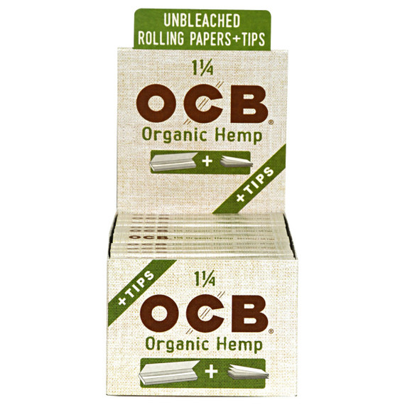 OCB Organic Hemp Rolling Papers 1 1/4 & Tips - 24 Packs