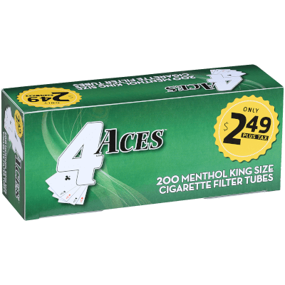 4 Aces Cigarette Filter Tubes King Size Menthol  5/200 Ct. Boxes