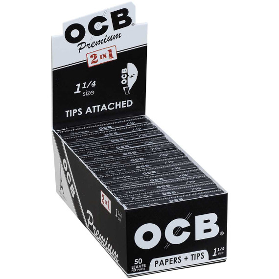 OCB Rolling Papers Premium 1 �� Plus Tips 24/50 Ct. Box