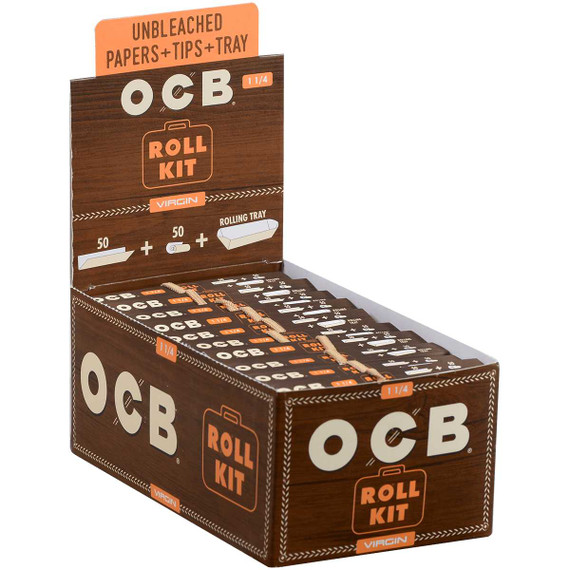 OCB Unbleached Virgin Rolling Papers 1 Roll Kit 20 Ct. Box