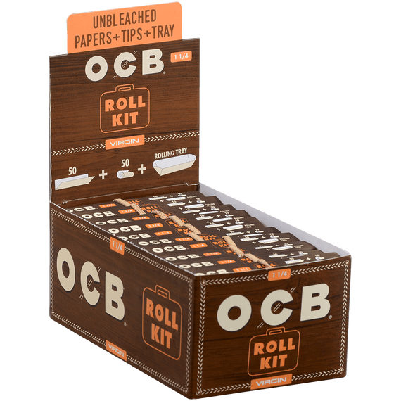 OCB Cigars Unbleached Virgin Papers 1 ¼ Roll Kit 20 Ct. Box