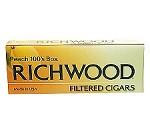Tantus Tobacco Richwood Filtered Cigars Peach, image of the cigarette pack with peach flavor design and branding.