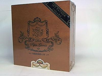 Don Pepin Garcia Cigars Series JJ Belicoso Natural 20 Ct. Box, brown cardboard packaging with black and gold branding and logo design.