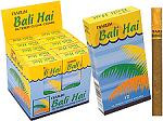 Kretek International Djarum Filtered Clove Cigars Bali Hai 10/12 Packs, displayed in colorful packaging with a beach scene and palm trees.
