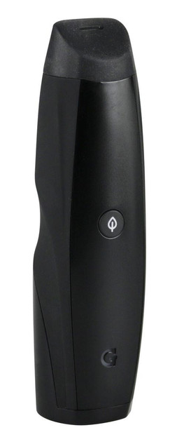 G-Pen G Pen Elite Dry Herb Vaporizer, black portable vaporizer device with a sleek ergonomic design and control button in the center.