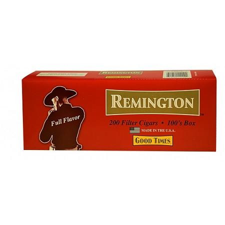 Remington Filtered Cigars Full Flavor, red box of 200 filter cigars with a silhouette of a woman in a hat and the text 'Full Flavor' on it.