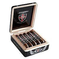 AJ Fernandez Ave Maria Argentum Morning Star Cigars 10Ct. Box, open cigar box showing ten premium cigars with logo and branding.