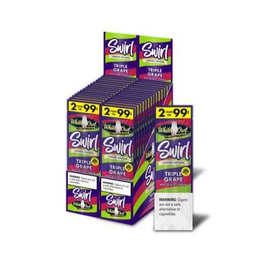 White Owl Cigarillos Swirl Triple Grape 30 Pouches of 2