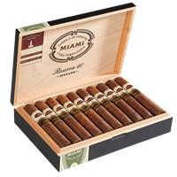 Casa Fernandez Miami Reserva Maduro Toro Cigars 20Ct. Box, open cigar box displaying a row of cigars with dark Maduro wrappers arranged neatly inside.