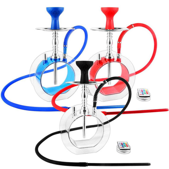 RIP Omega Acrylic Hookah w/ LED 15" Red