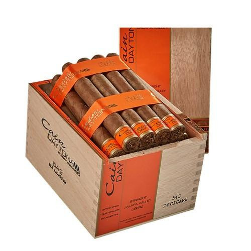 Oliva Cigars Cain Daytona by Oliva No. 4 Cigars 24Ct. Box, a wooden box containing 24 cigars with orange bands and packaging.