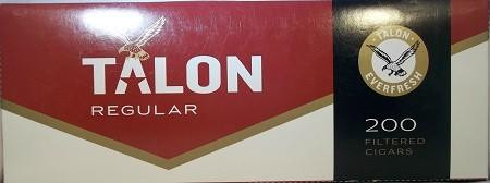 Scandinavian Tobacco Talon Filtered Cigars Regular, box of 200 filtered cigars with red and black packaging design.