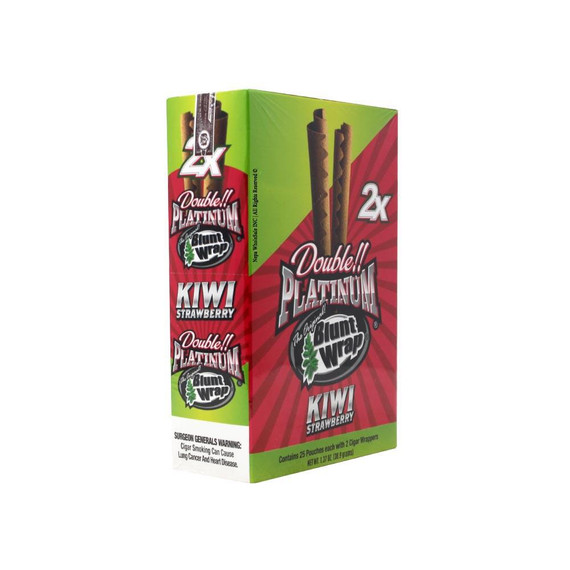 National Almond Honey Double Platinum Blunt Wraps Kiwi Strawberry 25/2 Ct, image showing a colorful box of blunt wraps with kiwi strawberry flavor and branding.