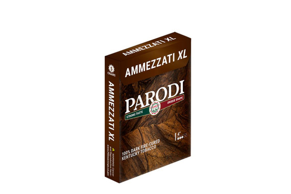Parodi Ammezzati XL Cigar, box of 10 packs each containing 5 cigars, dark fire-cured Kentucky tobacco with unique shape and strong taste.