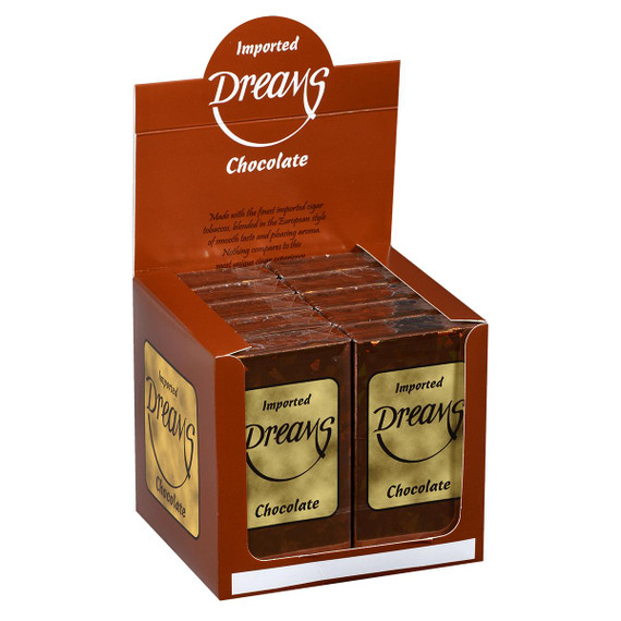Kretek International Dreams Filtered Cigars VSOP Blend, open display box of imported chocolate-flavored cigars.