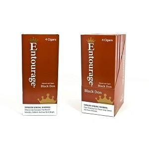 National Almond Honey Entourage Cigars Black Don 25Ct, packaging of cigars in brown boxes with white and black text.
