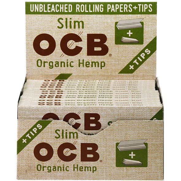 OCB Organic Hemp Rolling Papers King Size Slim Plus Tips 24/32 Ct. Box