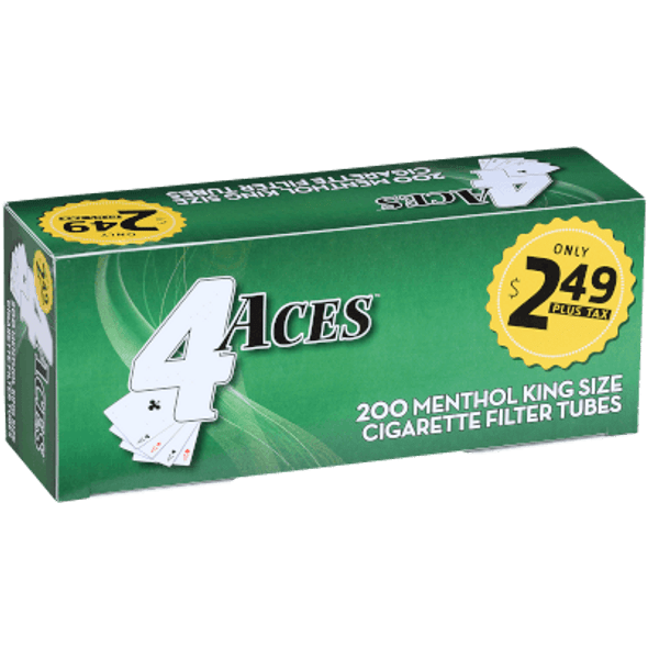 4 Aces Cigarette Filter Tubes King Size Menthol  5/200 Ct. Boxes