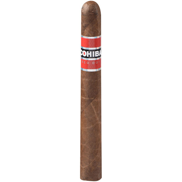 Cohiba Cigars Red Dot Lonsdale Grande 25 Ct. Box 6.25X47, a single cigar with a brown wrapper and a red, black, and white band.
