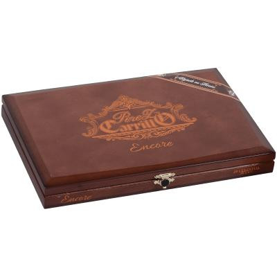 E.P Carrillo Cigars EP Carrillo Encore Celestial Cigars 10 Ct. Box, wooden cigar box with gold and white embossed branding and a clasp closure.