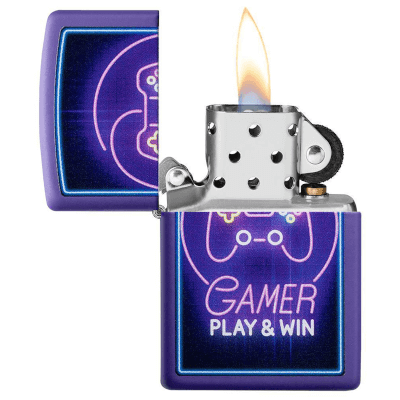Zippo Neon Video Game Controller Purple Matte Lighter