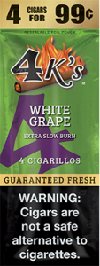 4 Kings Cigars  White Grape 15 Pouches of 4
